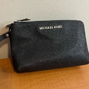 Michael Kors Black Glitter Wristlet